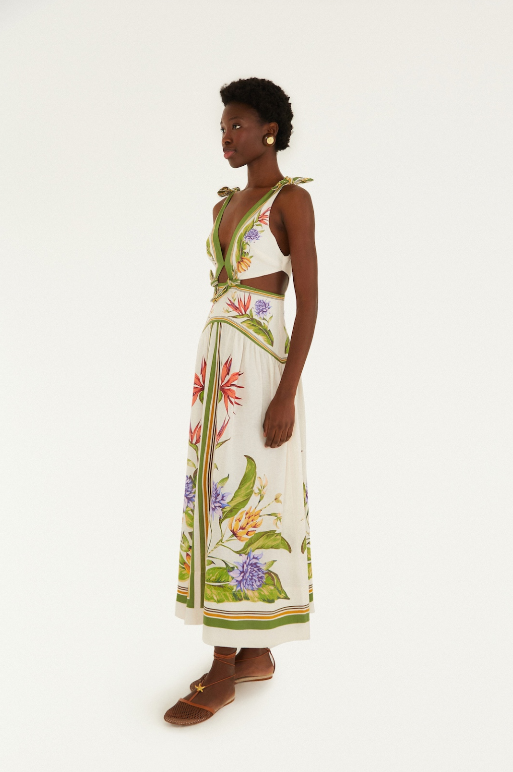 Tropical Scarf Sand Maxi Dress