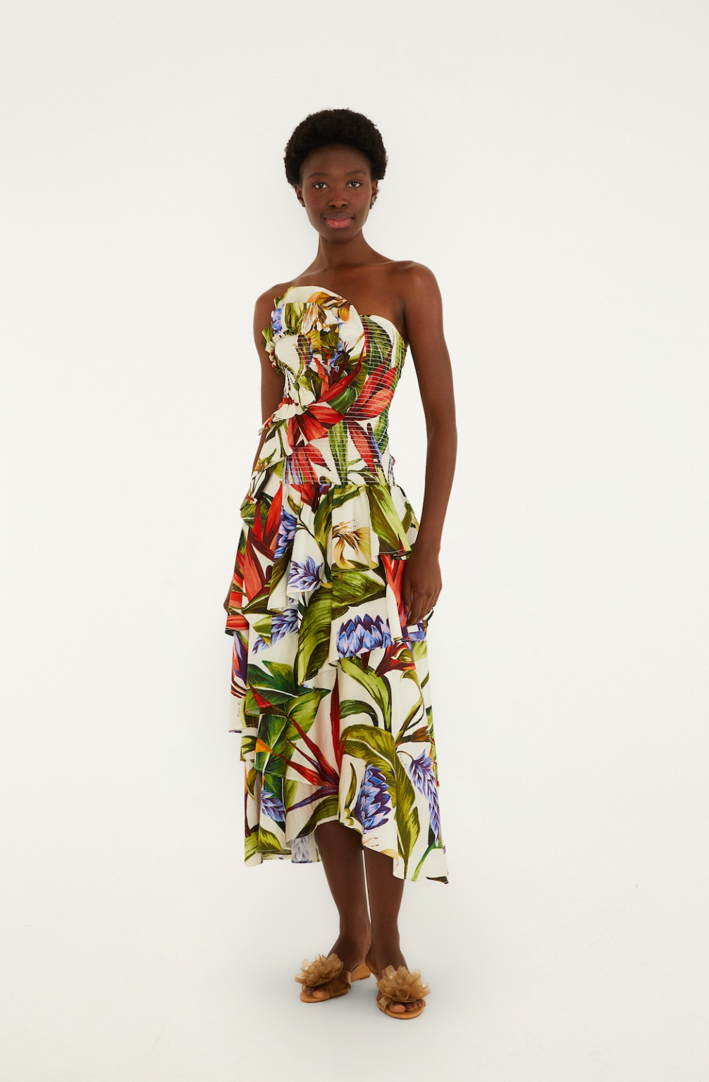 Florart Sand Strappless Maxi Dress