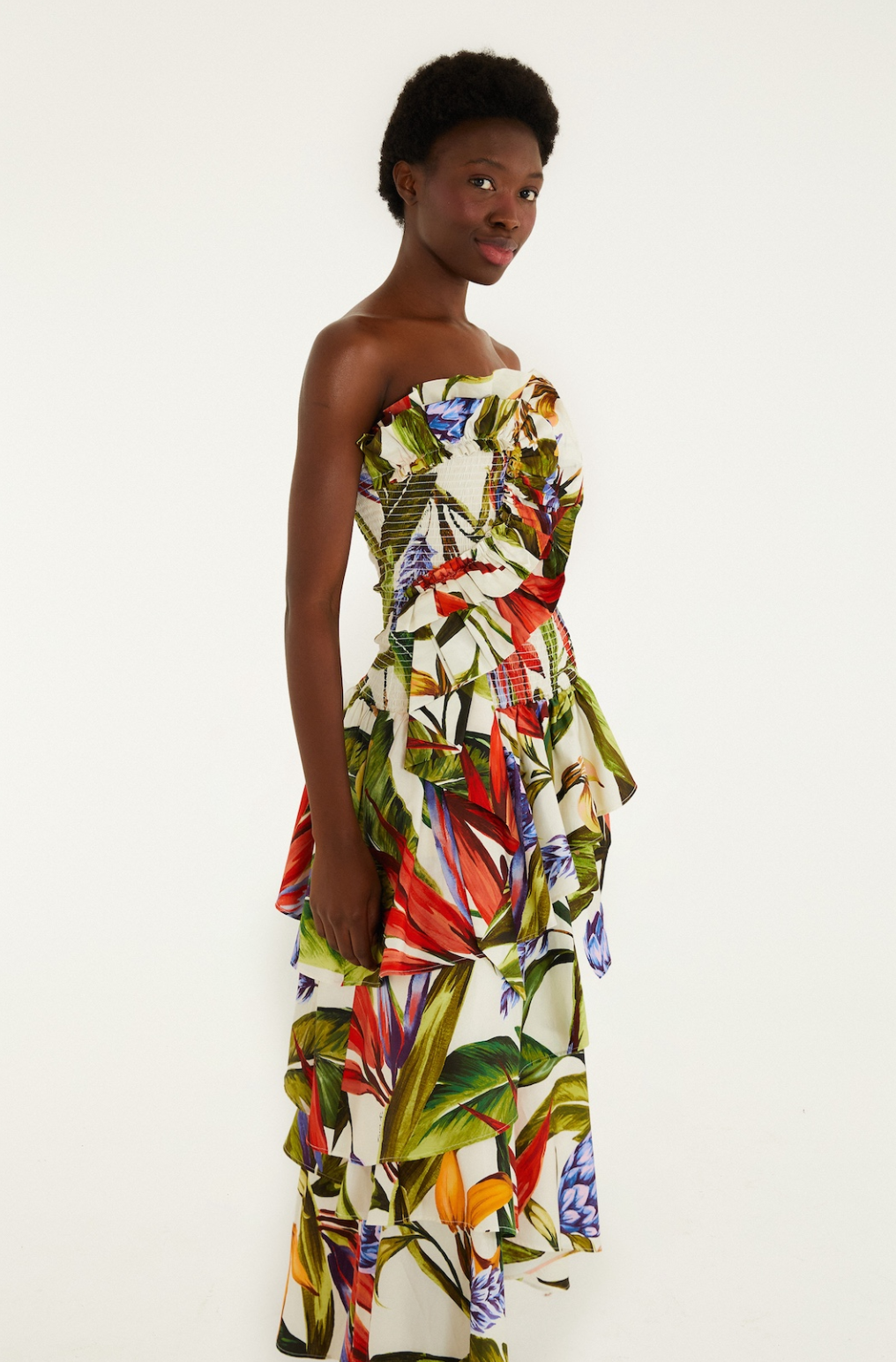 Florart Sand Strappless Maxi Dress
