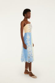 Multicolor Embroidery Sleeveless Midi Dress