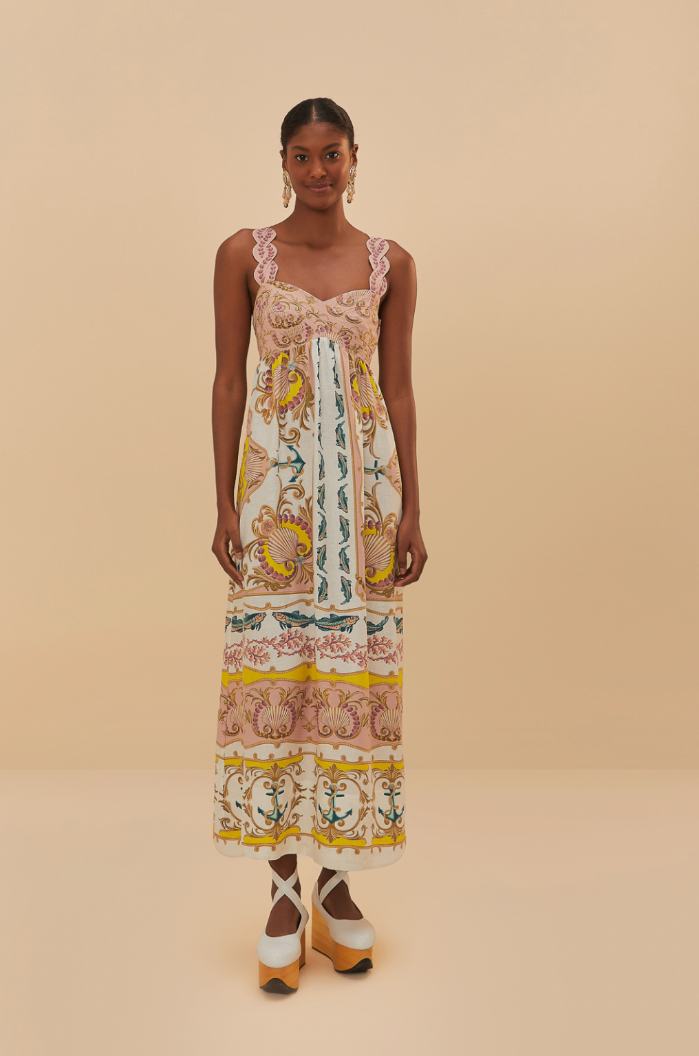 Maritime Magic Off White Sleeveless Maxi Dress