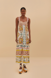 Maritime Magic Off White Sleeveless Maxi Dress