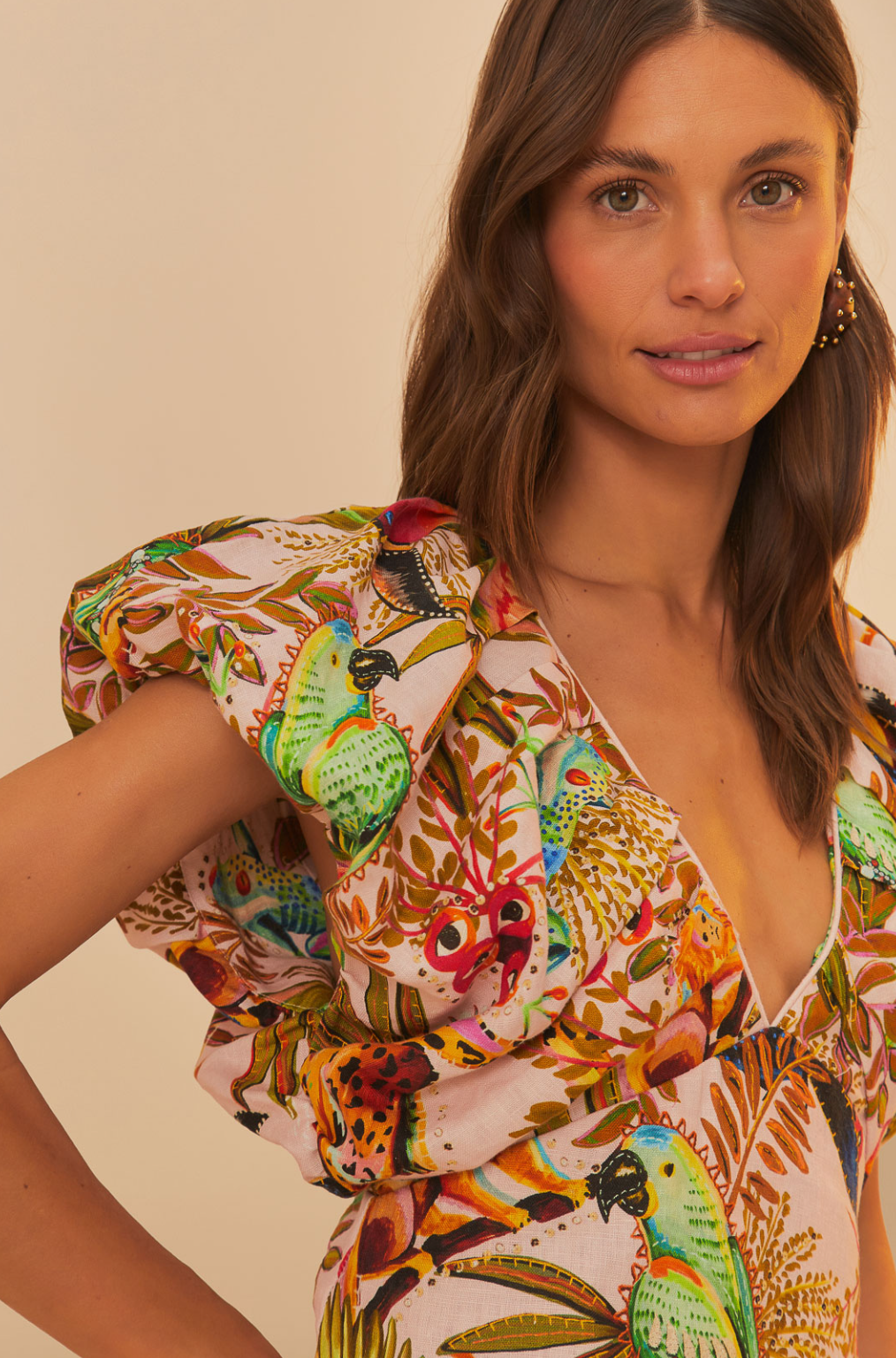 Into The Jungle Pink Sleeveless Midi Dress