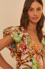 Into The Jungle Pink Sleeveless Midi Dress