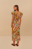 Into The Jungle Pink Sleeveless Midi Dress