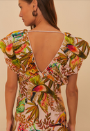 Into The Jungle Pink Sleeveless Midi Dress