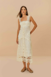 Off White Nautical Guipure Maxi Dress