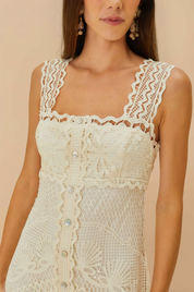 Off White Nautical Guipure Maxi Dress