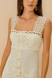 Off White Nautical Guipure Maxi Dress