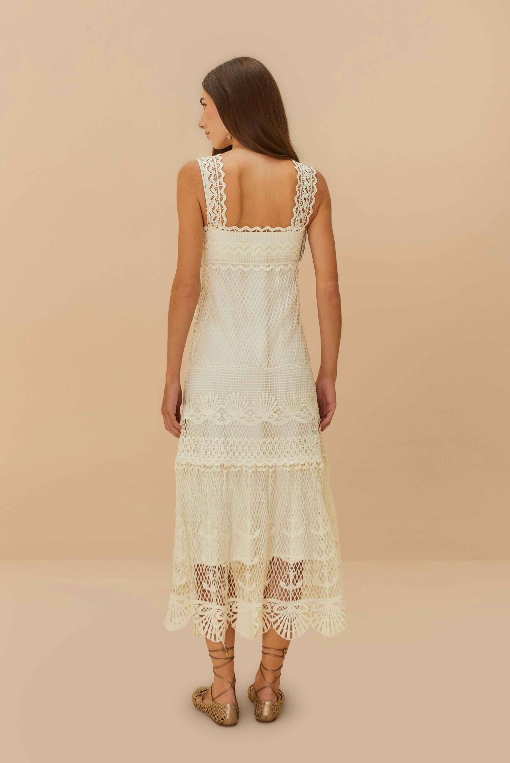 Off White Nautical Guipure Maxi Dress