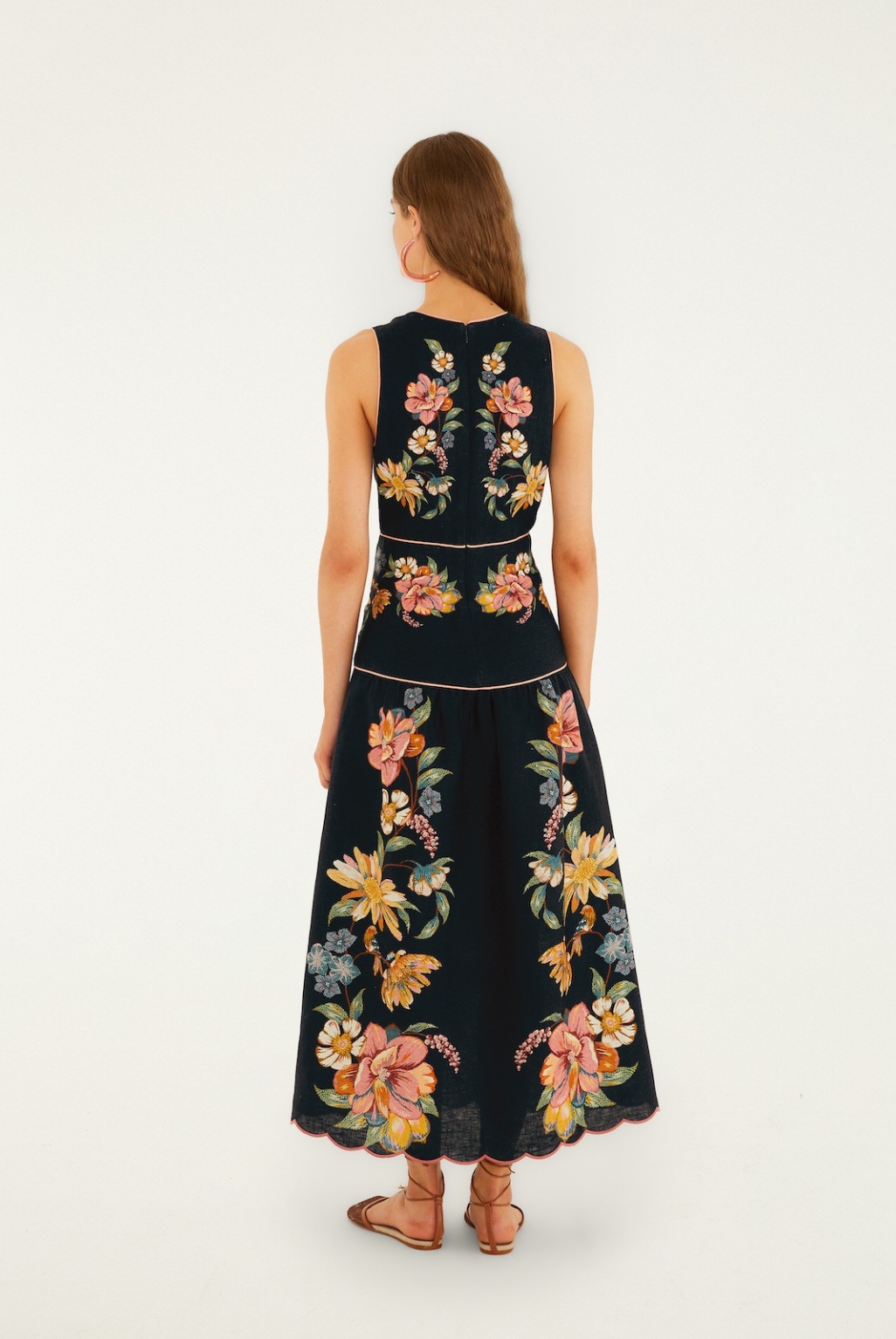 Maira Floral Dark Blue Midi Dress – Mita Mita Store