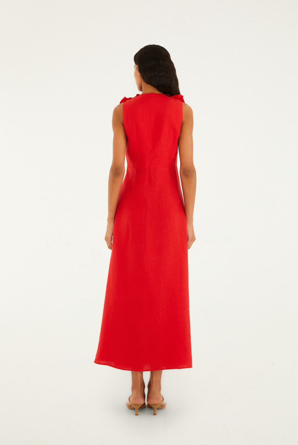 Red Sleeveles Midi Dress