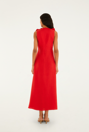 Red Sleeveles Midi Dress