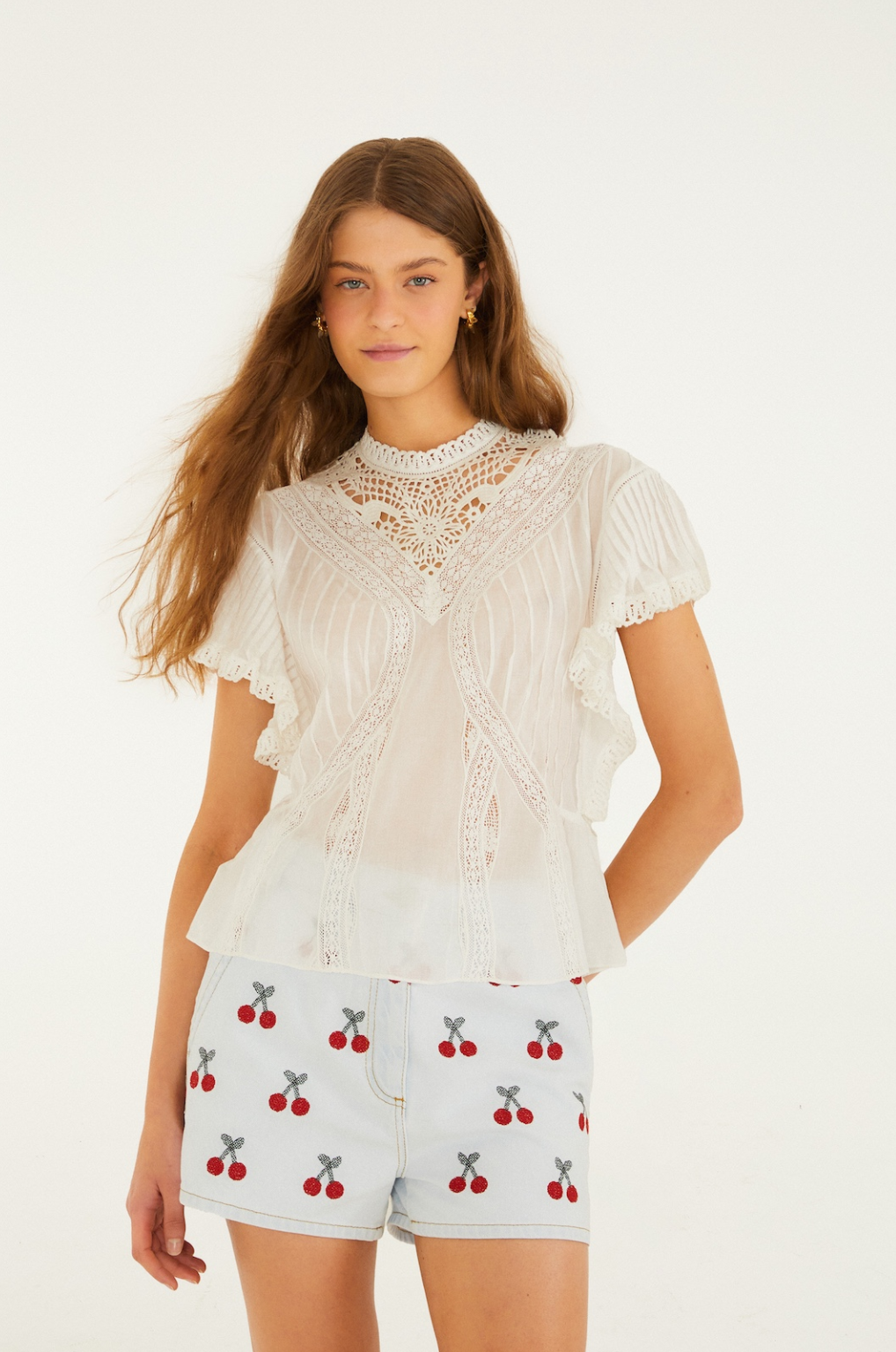 Off White Blouse With Appliqus