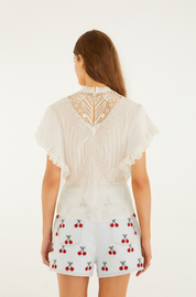 Off White Blouse With Appliqus