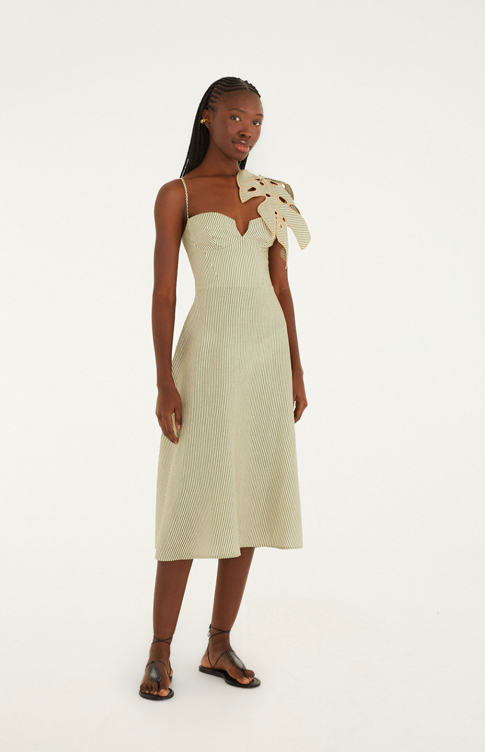Monstera Sleeveless Midi Dress