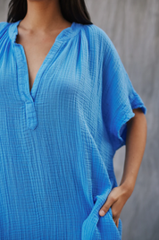 Moroccan Blue Short Sleeve Caftan