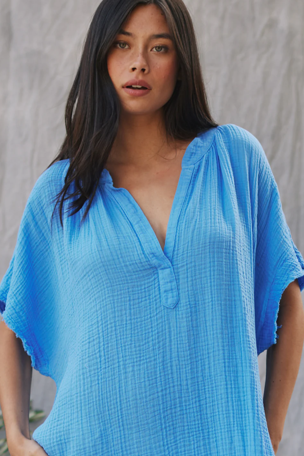 Moroccan Blue Short Sleeve Caftan