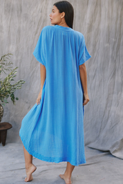 Moroccan Blue Short Sleeve Caftan