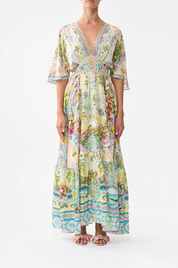 Waisted Dress With Hem Ruffle