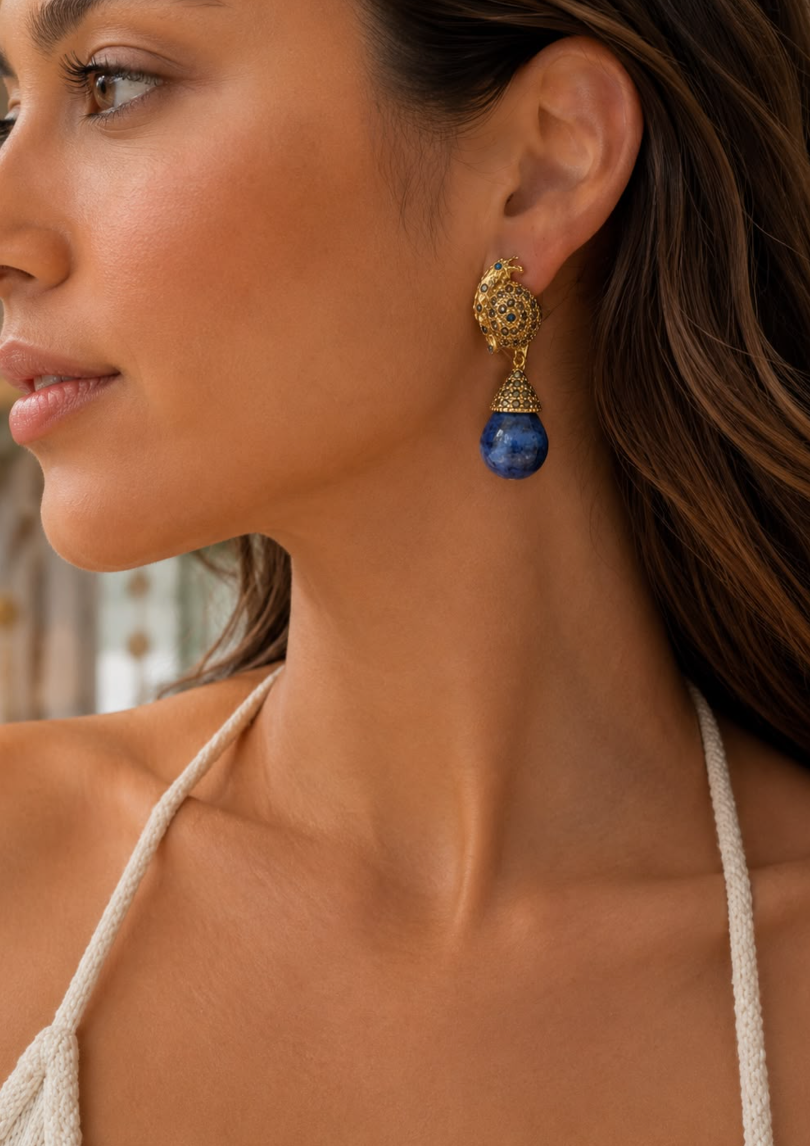 Siphon Gold Drop Kyanite Earrings