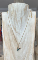 Letter V Gold Necklace