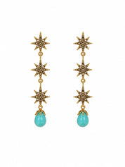 Tripple Polaris Gold Drop Turquesa Earrings
