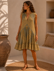 3103101 Stone Gold Classic Triangle Sleeveless Short Dress