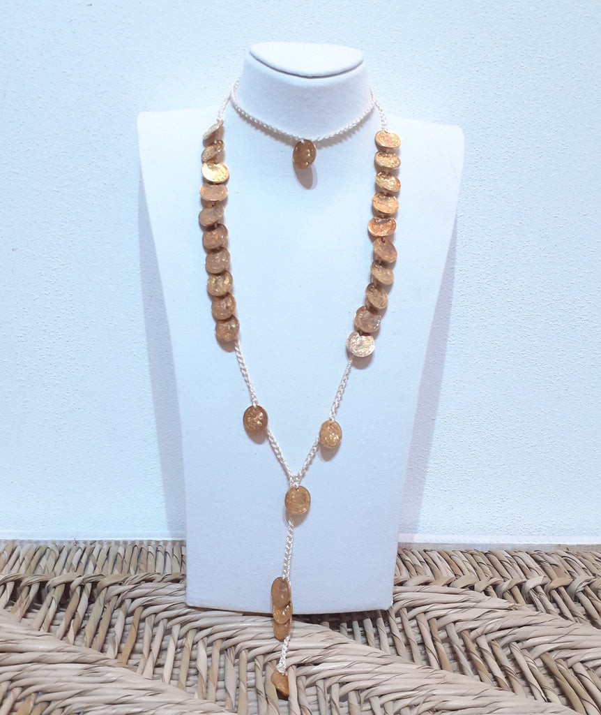 Beige Rosary Necklace