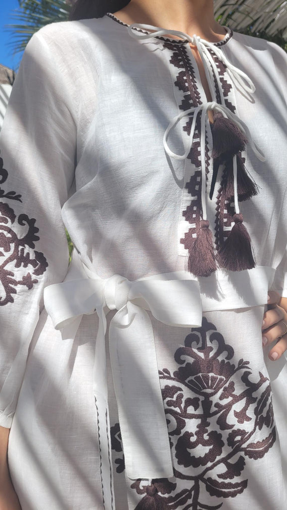 Tahiti White Brown Dress
