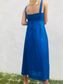 130281 Dress Long Sleeveless Gatherings Blue