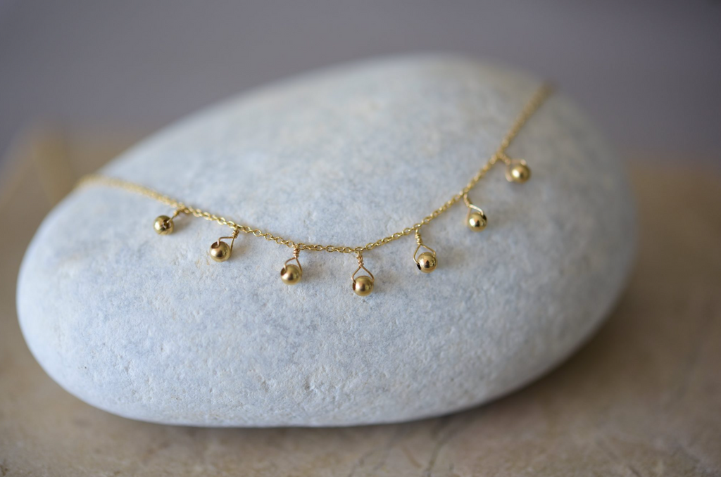 7 Gold Plated Beads Necklace