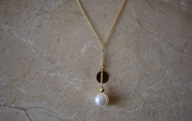 LC011 Freshwater Pearl Disc Necklace