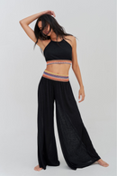 Halter Top & Wide Led Pant Set Black