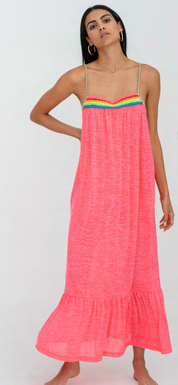 Braided Low Back Hot Pink Dress