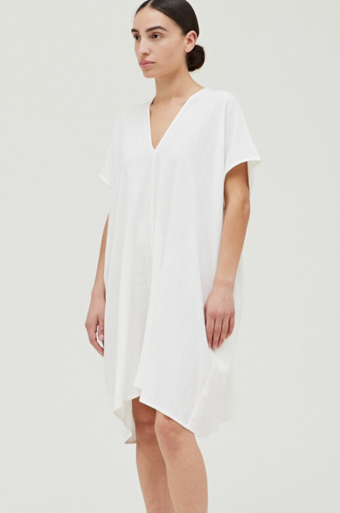 Linen Boxy Mini White Dress