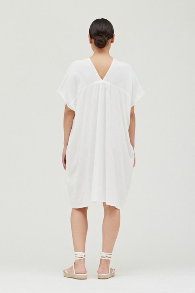 Linen Boxy Mini White Dress