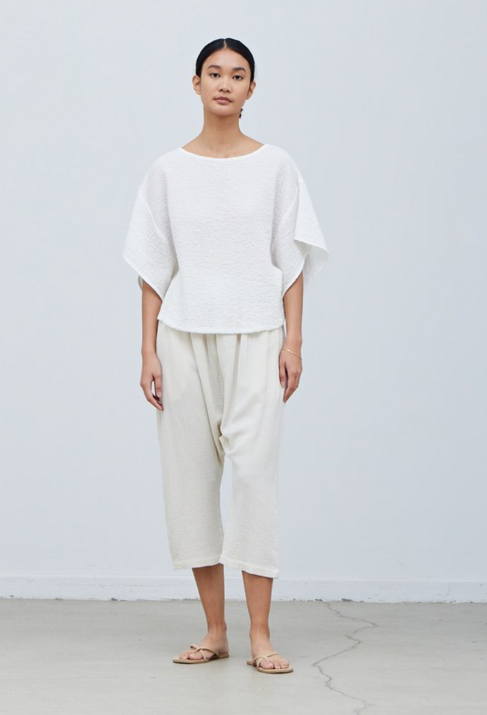 Textured Boxy Tee Off White Top