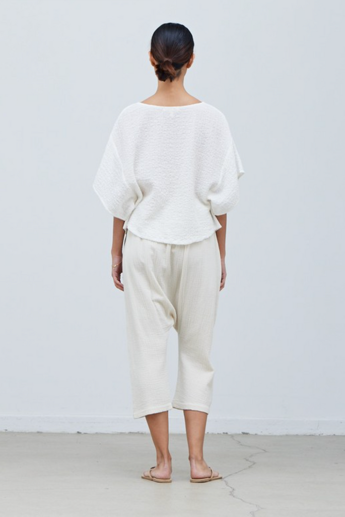 Textured Boxy Tee Off White Top