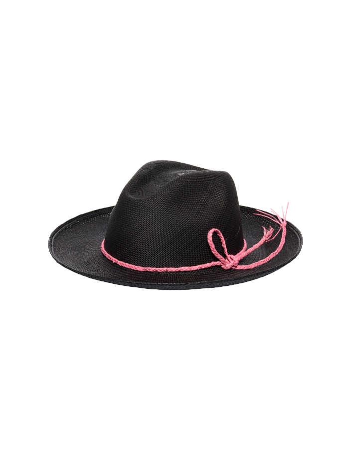 Provins /Black / Pale Magenta Toquilla Cord Hat