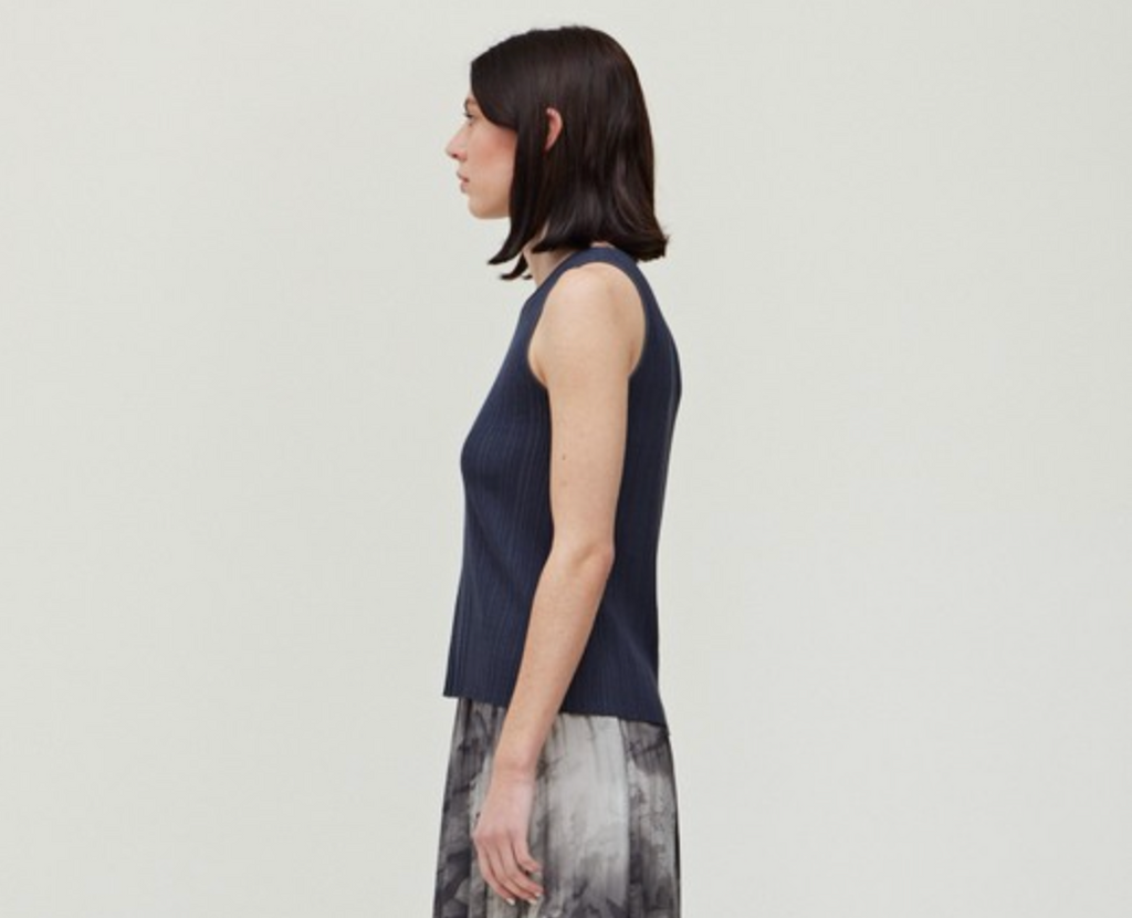 Sleeveless Stripe Knit Midnight Top