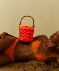 VIC Fucsia Orange Bucket Bamboo Bag