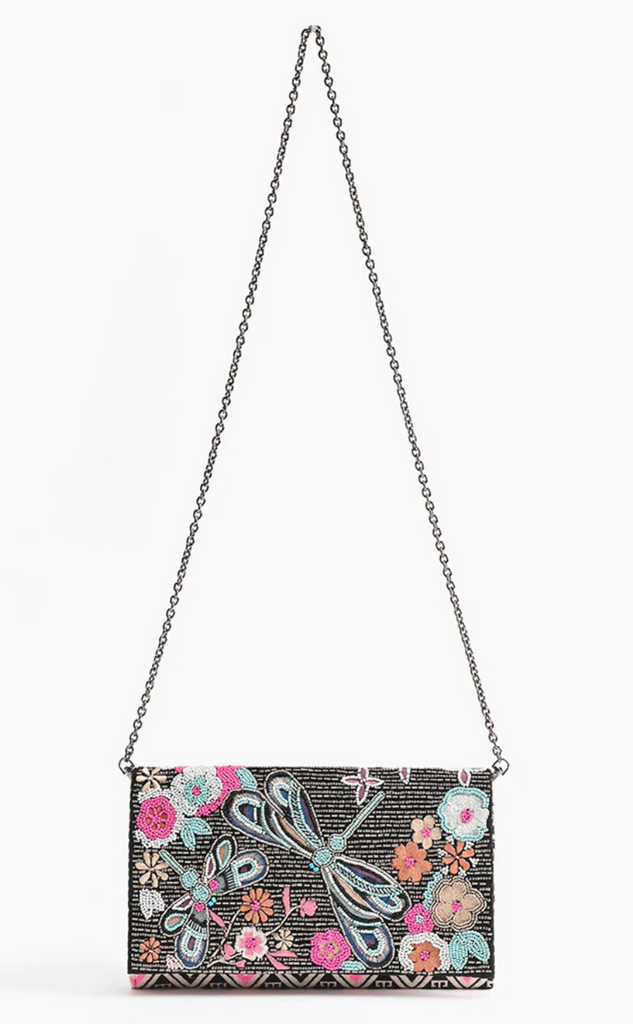 AB22-454 Dragonfly Embellished Flap Clutch