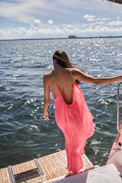 Braided Low Back Hot Pink Dress